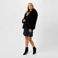 Biba Яке Изкуствена Кожа Short Faux Fur Jacket Черно Дамски якета и палта