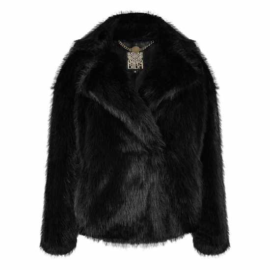 Biba Яке Изкуствена Кожа Short Faux Fur Jacket Черно Дамски якета и палта