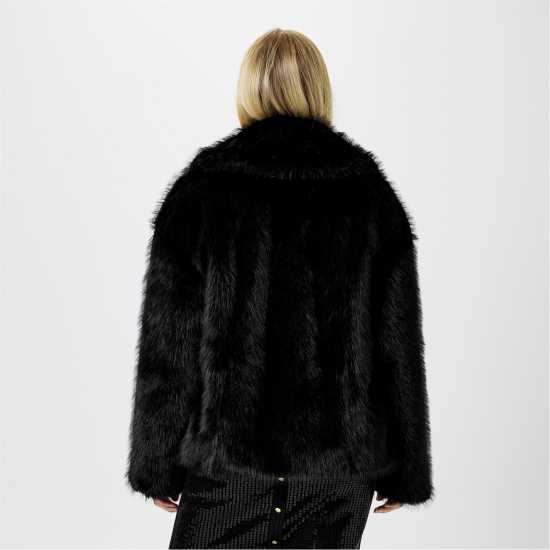 Biba Яке Изкуствена Кожа Short Faux Fur Jacket Черно Дамски якета и палта