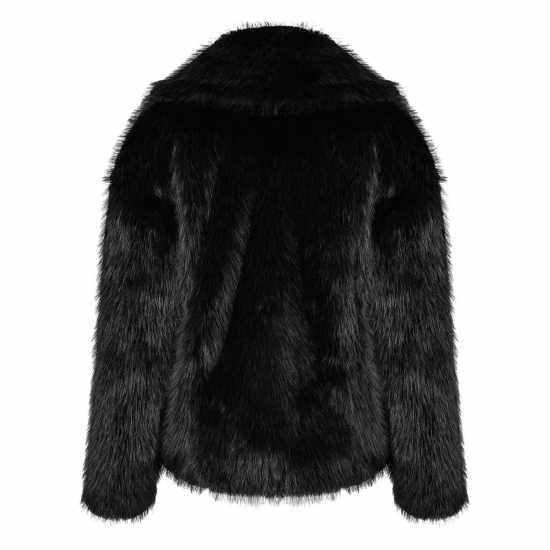 Biba Яке Изкуствена Кожа Short Faux Fur Jacket Черно Дамски якета и палта