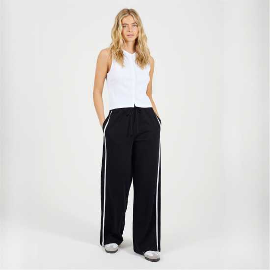 Brave Soul Bs Womens Wide Leg Jogger With Side Stripe Detail  