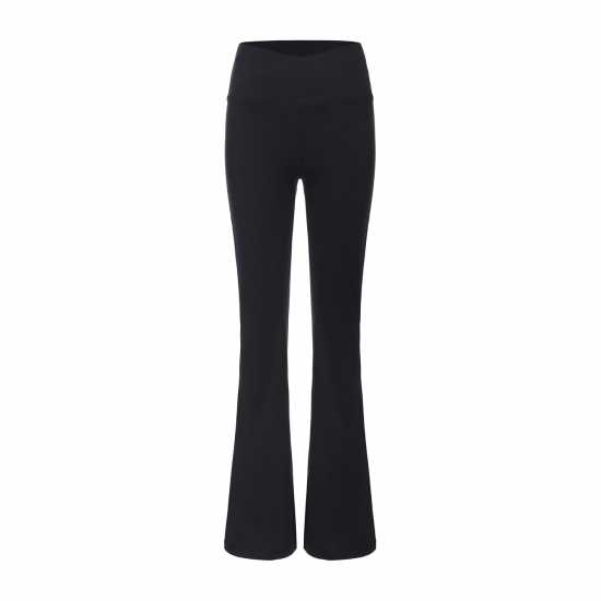 La Gear Crossover-Waist Flared Leggings Womens Black La Gear Crossover-Waist Flared Leggings Womens Black