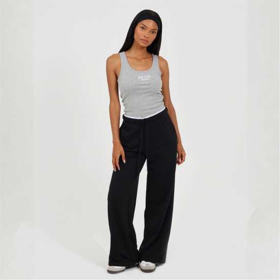 Brave Soul Bs Womens Wide Leg Jogger With Contrast Double Waistband Detail  