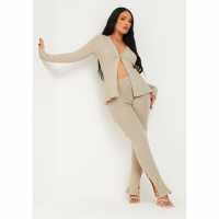 Missy Empire Knit Button Up Pants  Дамски пуловери и жилетки