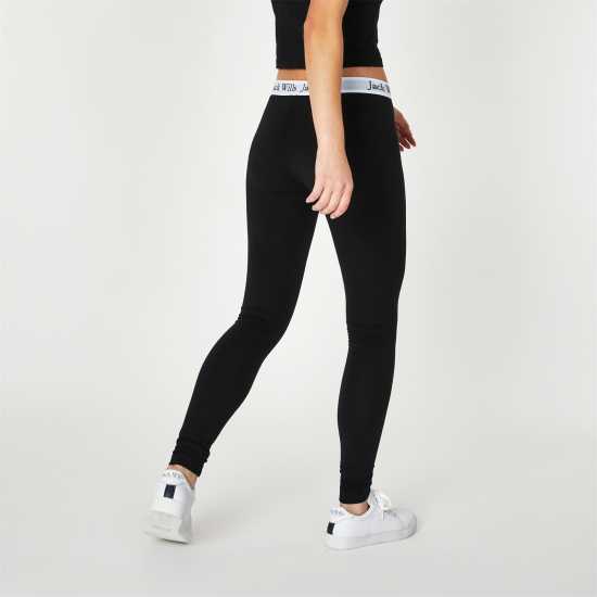 Ластичен Клин Jack Wills Logo Waistband Leggings Черно/Бяло Дамско трико и клинове