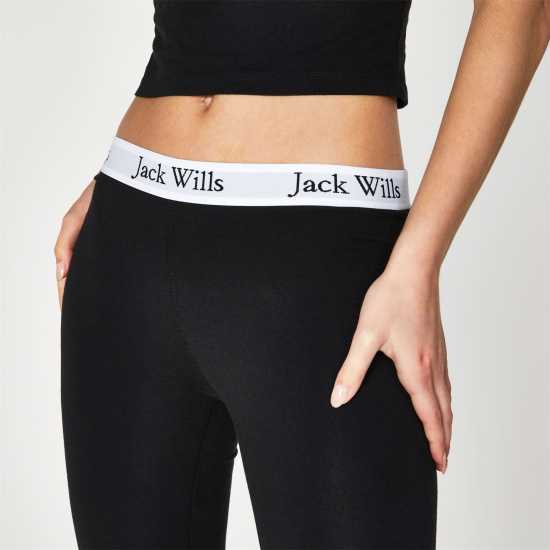 Ластичен Клин Jack Wills Logo Waistband Leggings Black/White Дамско трико и клинове