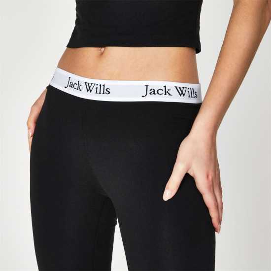Ластичен Клин Jack Wills Logo Waistband Leggings Черно/Бяло Дамско трико и клинове