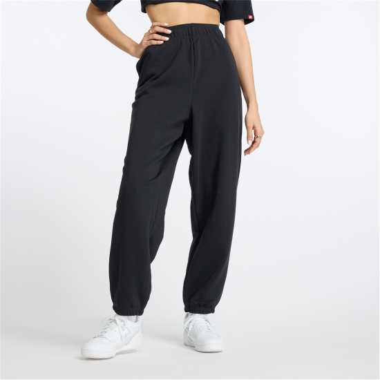 New Balance Balance Closed Hem Fleece Joggers Womens Black Дамски долнища на анцуг