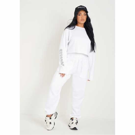 Missy Empire Front Oversized Joggers Бяло Дамски долнища на анцуг