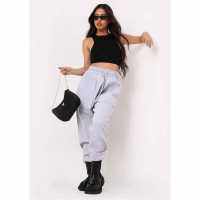Missy Empire Front Oversized Joggers Сиво Дамски долнища на анцуг