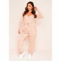 Missy Empire Front Oversized Joggers Роза Дамски долнища на анцуг