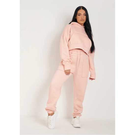 Missy Empire Front Oversized Joggers Праскова Дамски долнища на анцуг