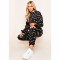 Missy Empire Empire Repetitive Slogan Joggers Черно Дамски долнища на анцуг