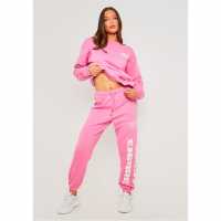 Missy Empire Empire Slogan Joggers Розово Дамски долнища на анцуг