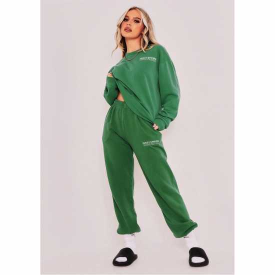 Missy Empire Empire Text Oversized Joggers Зелено Дамски долнища на анцуг