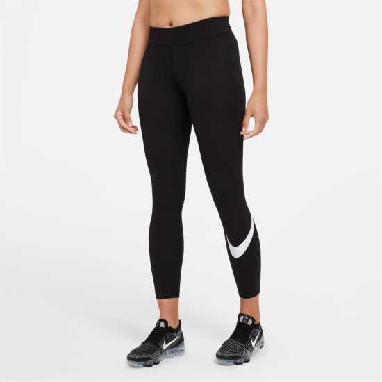 Nike Sportswear Essential Women's Mid-Rise Swoosh Leggings Черно 