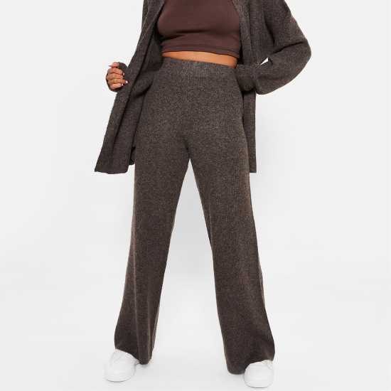 I Saw It First Recycled Cosy Knit Wide Leg Trousers Co-Ord Chocolate Дамски пуловери и жилетки