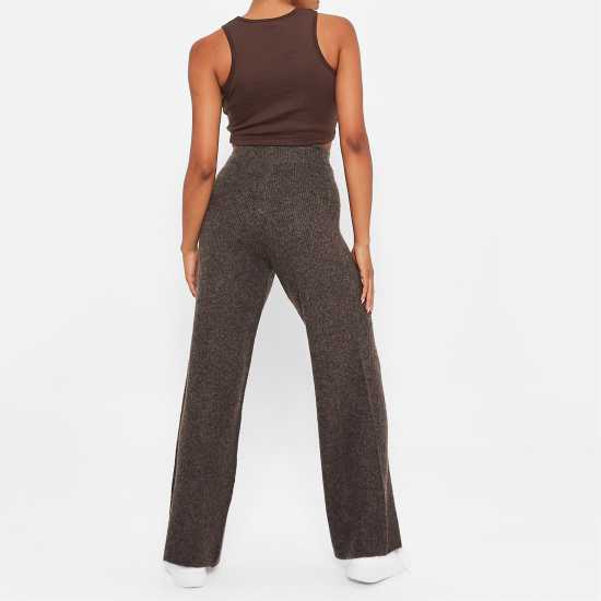 I Saw It First Recycled Cosy Knit Wide Leg Trousers Co-Ord Chocolate Дамски пуловери и жилетки