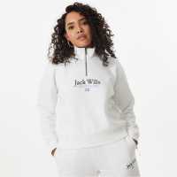 Jack Wills Honeylane Half Zip Sweatshirt Vintage White Дамски полар