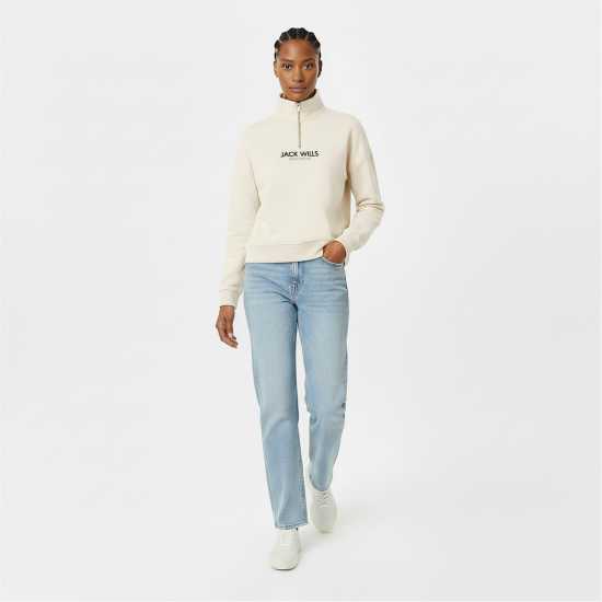 Jack Wills Honeylane Half Zip Sweatshirt Womens Винтажно бяло 