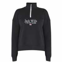 Jack Wills Honeylane Half Zip Sweatshirt Black Дамски полар