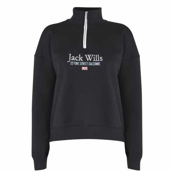 Jack Wills Honeylane Half Zip Sweatshirt Черно Дамски полар