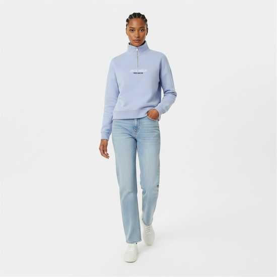 Jack Wills Honeylane Half Zip Sweatshirt Womens Меко синьо Jack Wills Honeylane Half Zip Sweatshirt Womens Меко синьо