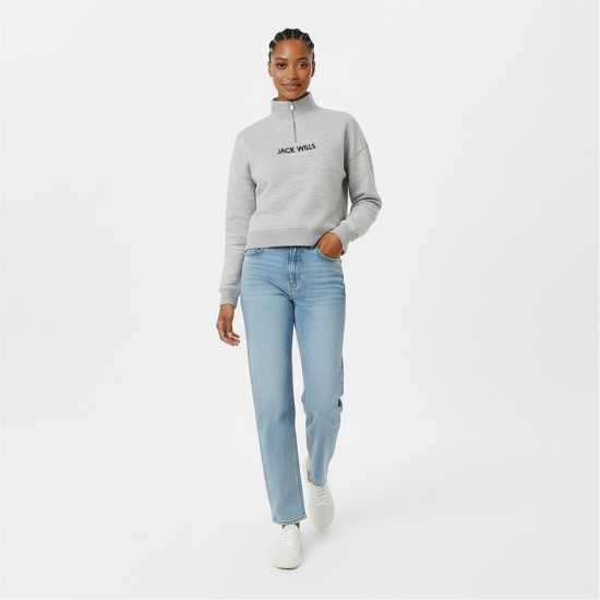 Jack Wills Honeylane Half Zip Sweatshirt Womens Сив марл 