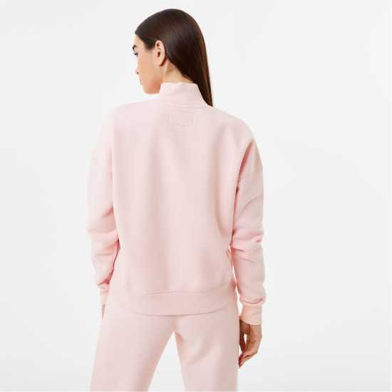 Jack Wills Honeylane Half Zip Sweatshirt Soft Pink Дамски полар