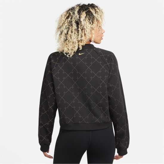 Nike Cropped Therma Fit Sweatshirt Womens Black/Gold Дамски клинове за фитнес