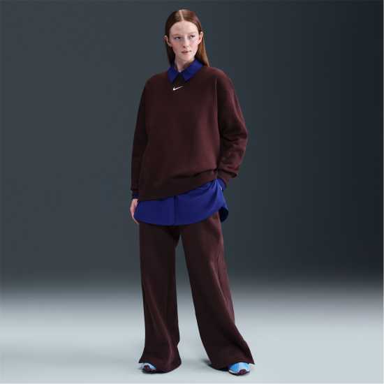 Nike Sportswear Phoenix Fleece Women's High-Waisted Wide-Leg Sweatpants Бордово Смъстяване 