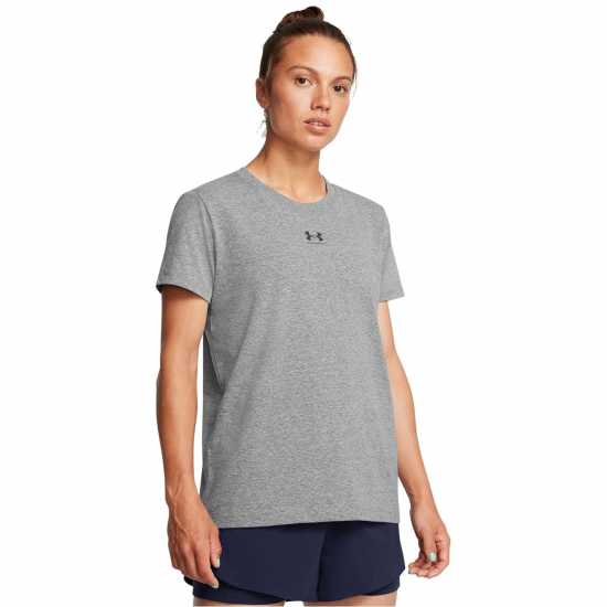 Under Armour Women's Rival Core Short-Sleeve Oversized T-Shirt C Rock/Black Under Armour Women's Rival Core Short-Sleeve Oversized T-Shirt C Rock/Black