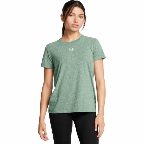 Under Armour Women's Rival Core Short-Sleeve Oversized T-Shirt Зелено Under Armour Women's Rival Core Short-Sleeve Oversized T-Shirt Зелено