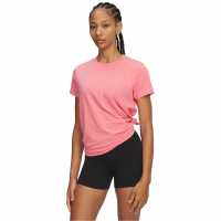 Under Armour Women's Rival Core Short-Sleeve Oversized T-Shirt Pink/White 