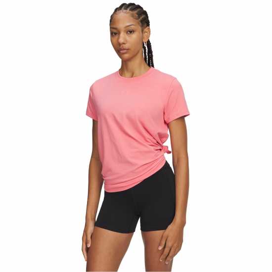Under Armour Women's Rival Core Short-Sleeve Oversized T-Shirt Pink/White Under Armour Women's Rival Core Short-Sleeve Oversized T-Shirt Pink/White