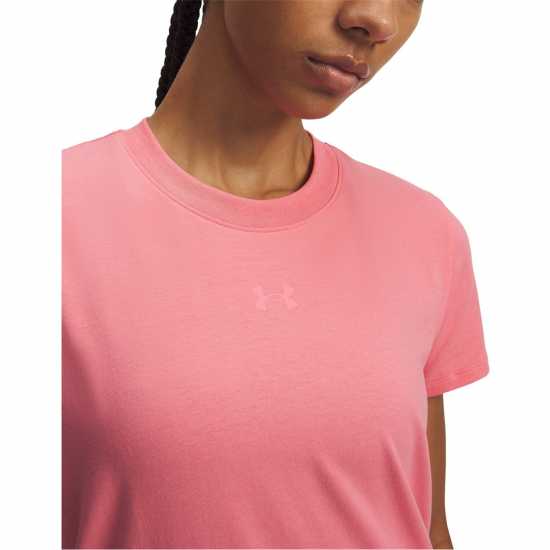 Under Armour Women's Rival Core Short-Sleeve Oversized T-Shirt Pink/White Under Armour Women's Rival Core Short-Sleeve Oversized T-Shirt Pink/White