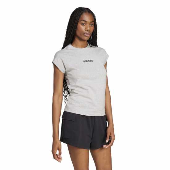 Adidas Essentials Linear Cotton T-Shirt Womens Среден сив хтх Дамски тениски и фланелки