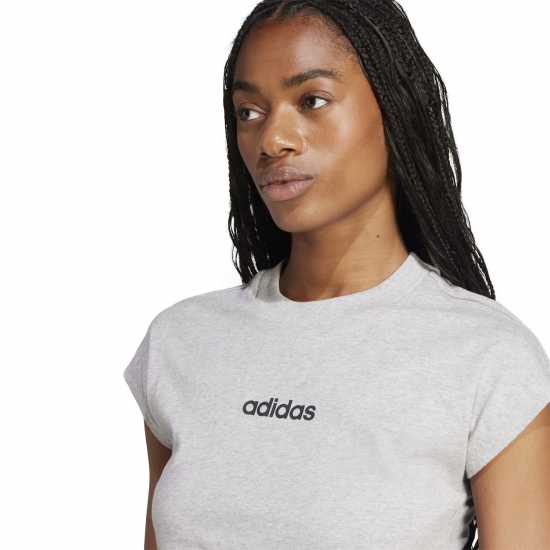 Adidas Essentials Linear Cotton T-Shirt Womens Среден сив хтх Дамски тениски и фланелки