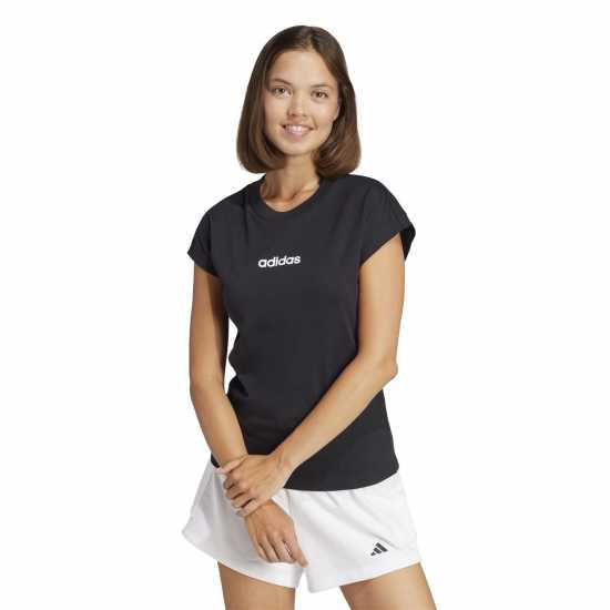 Adidas Essentials Linear Cotton T-Shirt Womens Черно Дамски тениски и фланелки