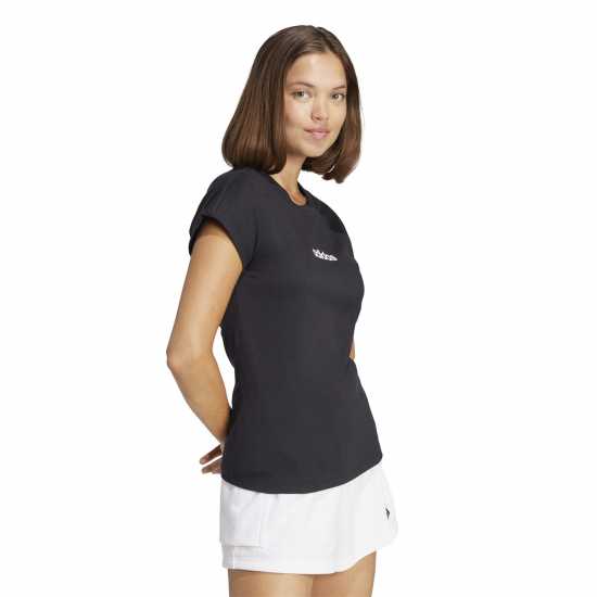 Adidas Essentials Linear Cotton T-Shirt Womens Черно Дамски тениски и фланелки