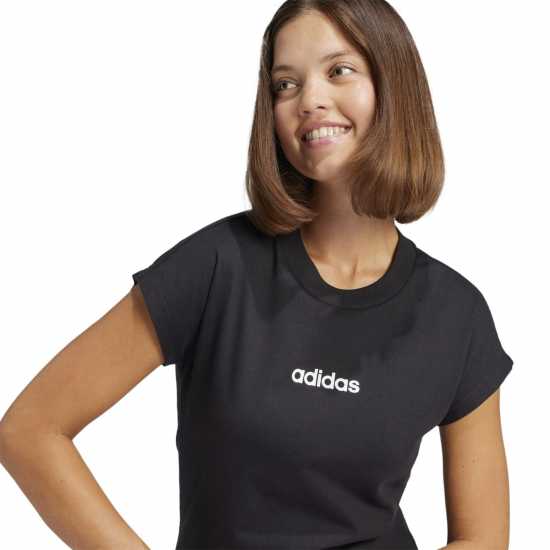 Adidas Essentials Linear Cotton T-Shirt Womens Черно Дамски тениски и фланелки