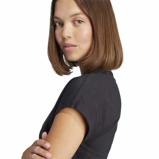 Adidas Essentials Linear Cotton T-Shirt Womens Черно Дамски тениски и фланелки