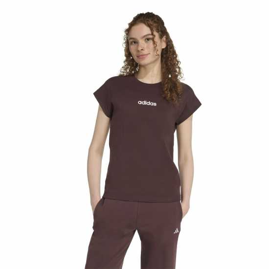 Дамски тениски и фланелки Adidas Essentials Linear Cotton T-Shirt Womens Shaddown Brown Adidas Essentials Linear Cotton T-Shirt Womens Shaddown Brown Дамски тениски и фланелки