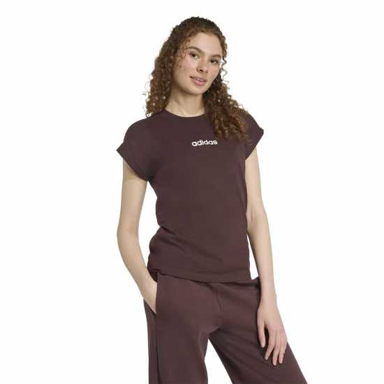 Дамски тениски и фланелки Adidas Essentials Linear Cotton T-Shirt Womens Shaddown Brown Adidas Essentials Linear Cotton T-Shirt Womens Shaddown Brown Дамски тениски и фланелки