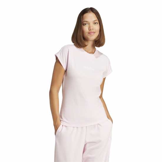 Adidas Essentials Linear Cotton T-Shirt Womens Ясно розово Дамски тениски и фланелки