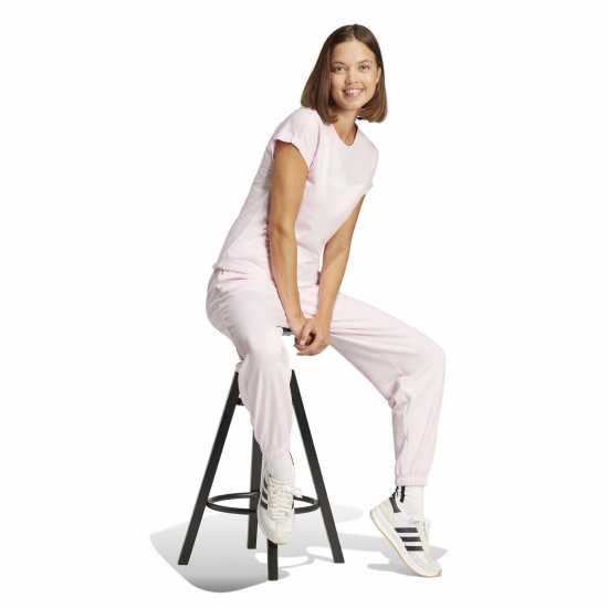 Adidas Essentials Linear Cotton T-Shirt Womens Ясно розово Дамски тениски и фланелки