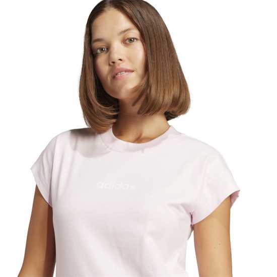 Adidas Essentials Linear Cotton T-Shirt Womens Ясно розово Дамски тениски и фланелки