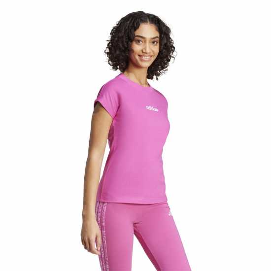 Adidas Essentials Linear Cotton T-Shirt Womens Фуксия розово Дамски тениски и фланелки