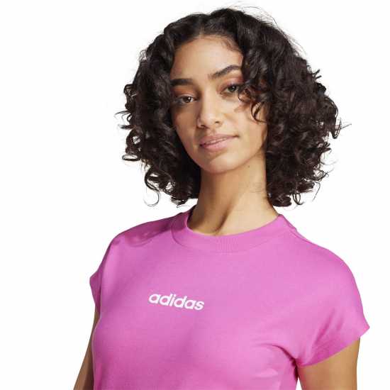 Adidas Essentials Linear Cotton T-Shirt Womens Фуксия розово Дамски тениски и фланелки