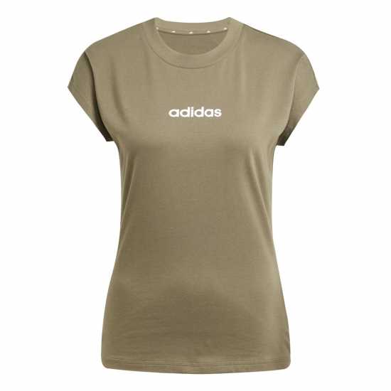 Adidas Essentials Linear Cotton T-Shirt Womens Olive Дамски тениски и фланелки
